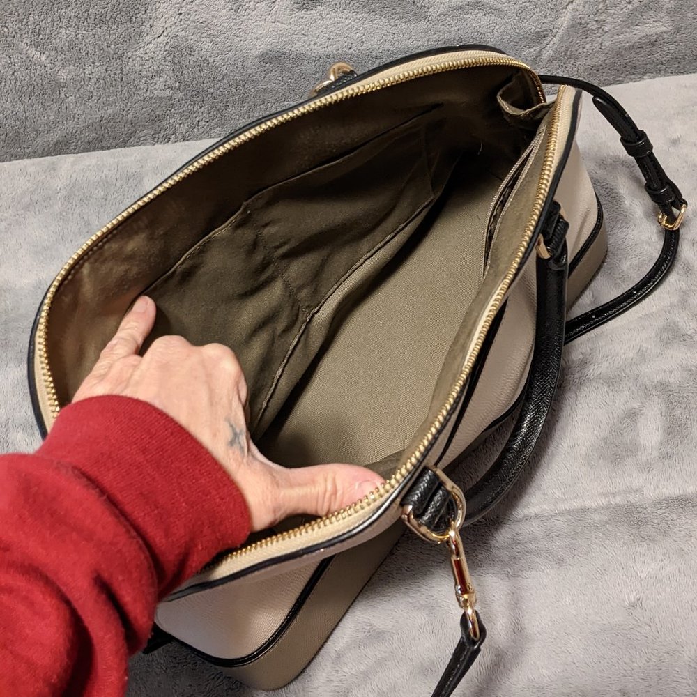 Coach Sierra Satchel Bag Crossbody Cream,  Black, and Gray Cross Grain Leather - Picture 4 of 15